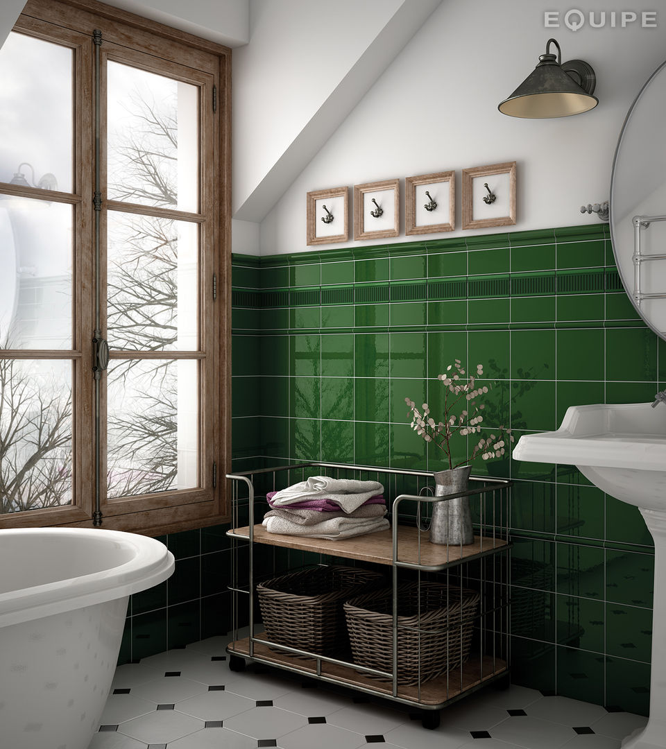 ​Evolution Victorian Green 7,5x15 / 15x15 , decor Rex Victorian Green 7,5x15 homify Baños de estilo clásico Cerámico wall tile,bevel,beveled inside,equipe,covering,ceramic,brick,elegant,vanguard,rústico,colors,bathroom,kitchen,trend,white paste,white body,contemporary,modern