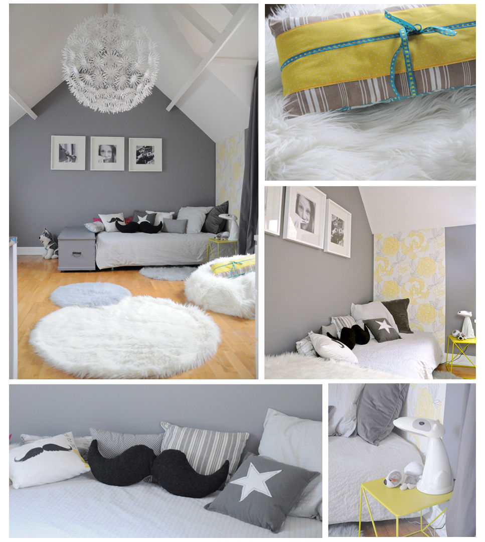 une chambre grise et blanche, idée ô logis idée ô logis Dormitorios infantiles modernos: