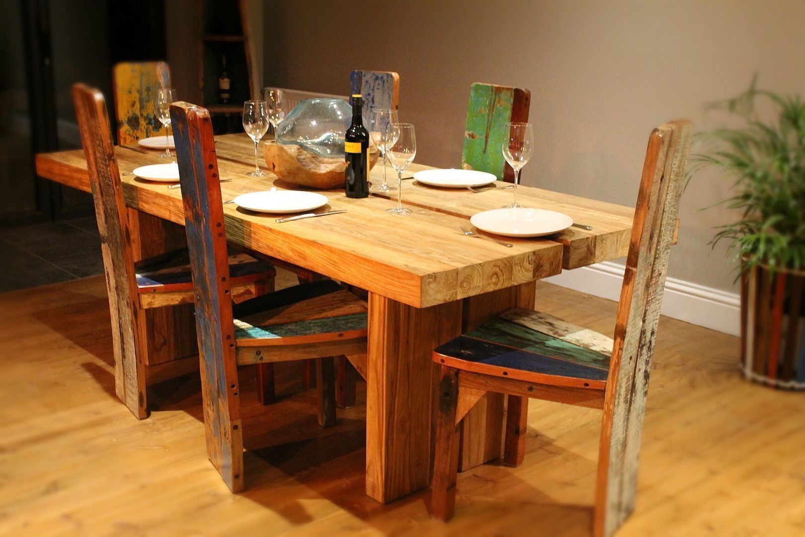 Raja Teak Dining Table BluBambu Living Rustic style dining room Tables
