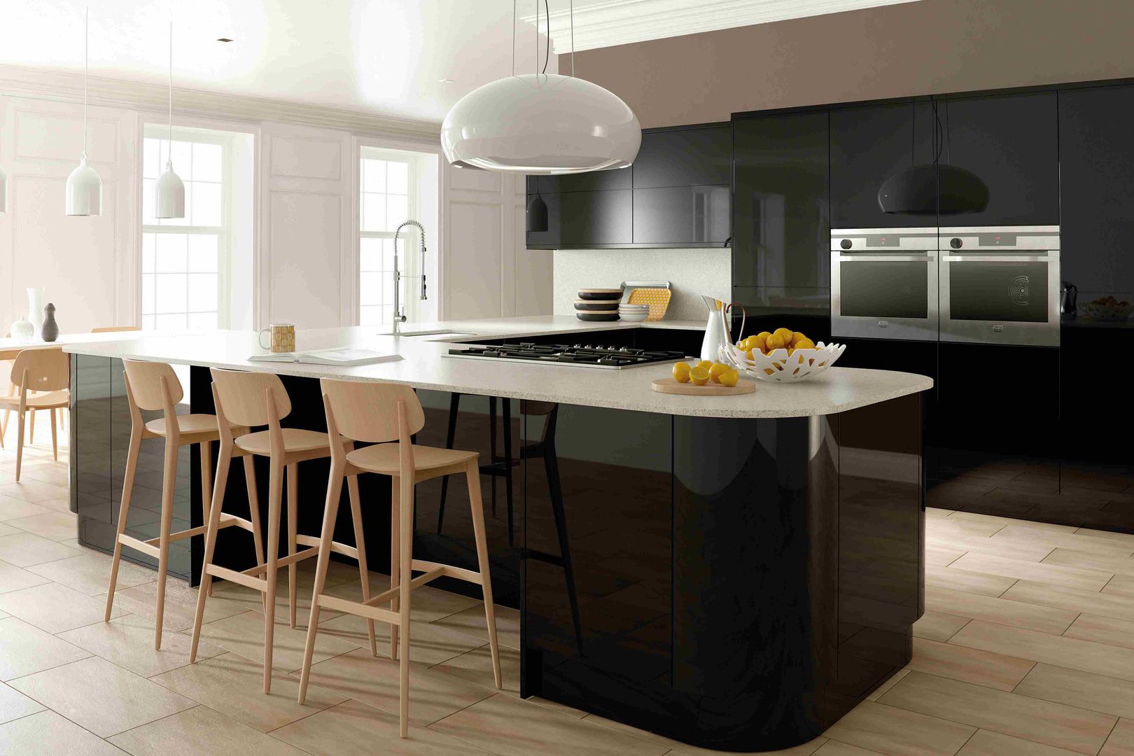 Ultra Gloss Black Kitchen Dream Doors Ltd Cucina moderna Contenitori & Dispense