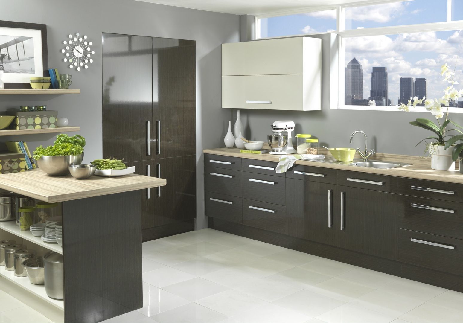 Vienna Black Washed Oak Kitchen Dream Doors Ltd Cocinas de estilo minimalista Almacenamiento