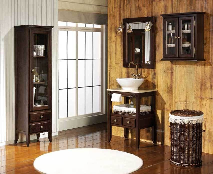 Conjunto mueble bol de 58 en nogal oscuro ARTEHOGAR Baños de estilo rústico Sanitarios