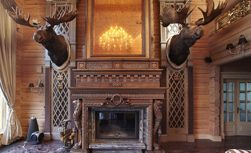 Загородный дом в Конаково, Trubnikoff Hall Trubnikoff Hall Phòng khách phong cách chiết trung Fireplaces & accessories