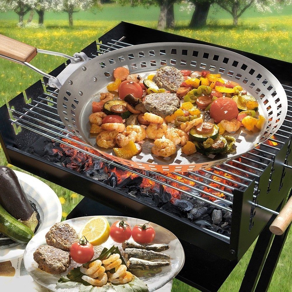 Poêle à griller inox pour barbecue IdéeCadeau.fr Cuisine originale