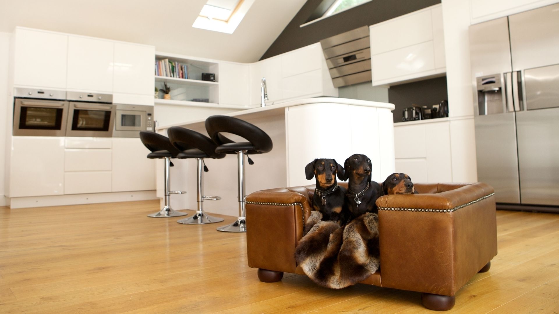 Dog Sofa - Sandringham small in Natural Italian Leather Scott's of london Klassieke keukens Leer Grijs Tafels & stoelen