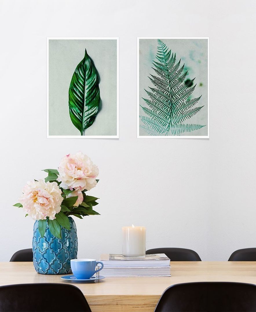 Green Leaf Poster JUNIQE Minimalistische Esszimmer