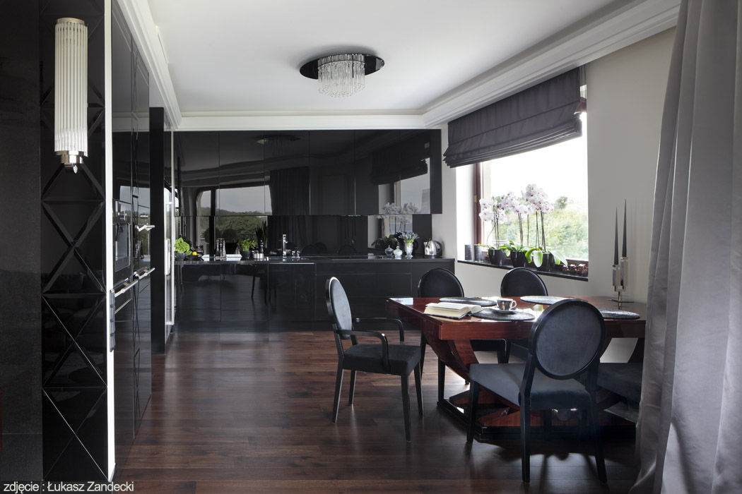 Apartament na Mokotowie inspirowany Art Deco, Pracownia Projektowa Pe2 Pracownia Projektowa Pe2 Ruang Makan Modern