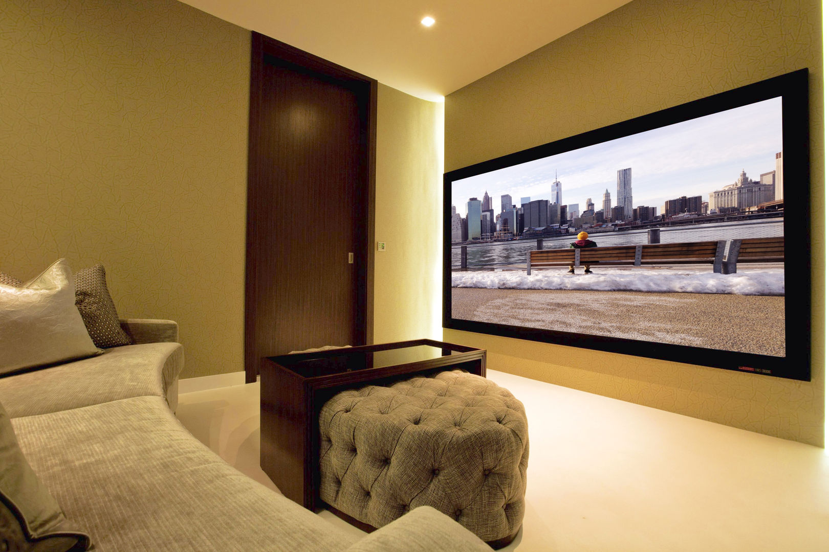 Large projector screen Finite Solutions Modern Media Room