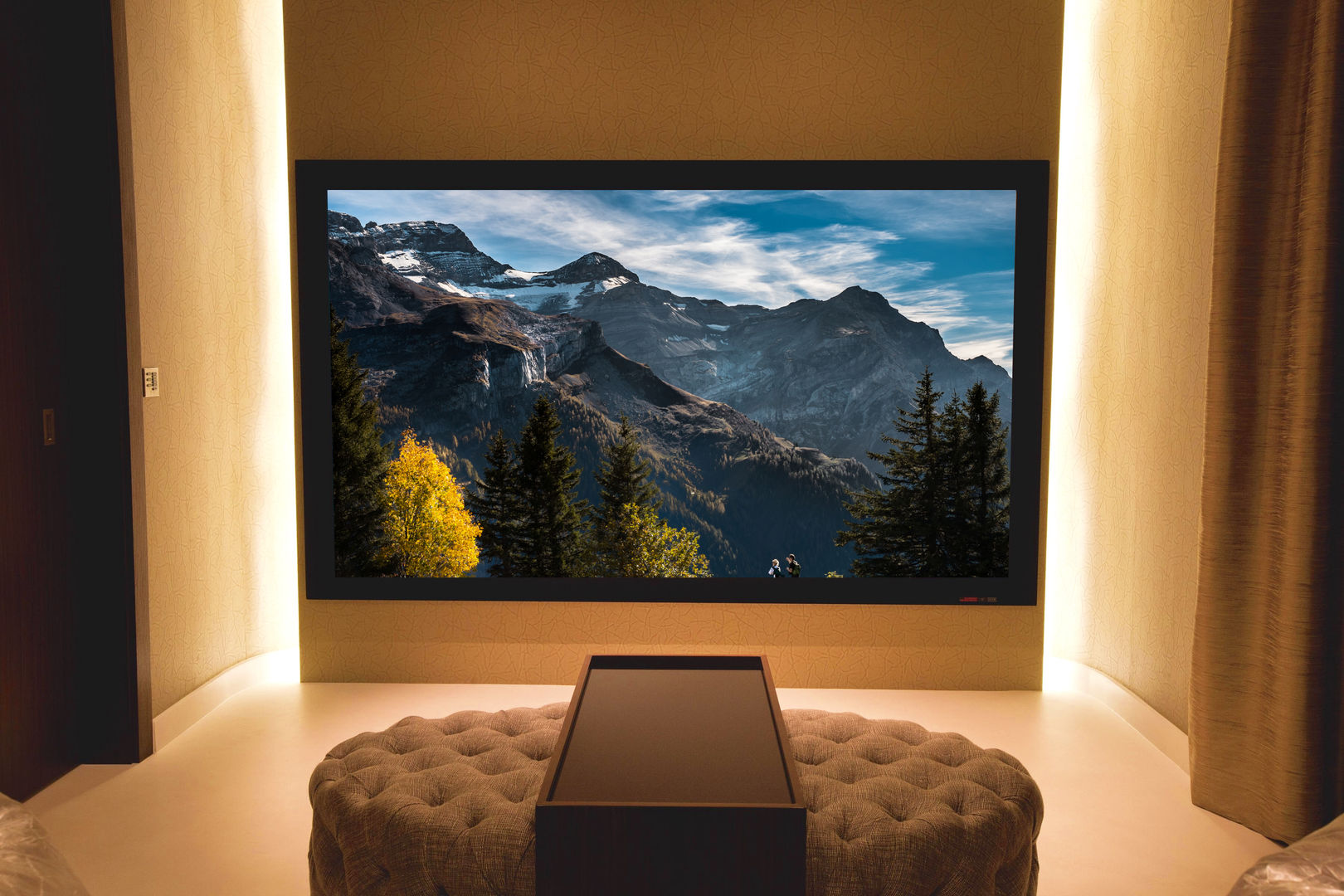 Large projector screen Finite Solutions Modern media room