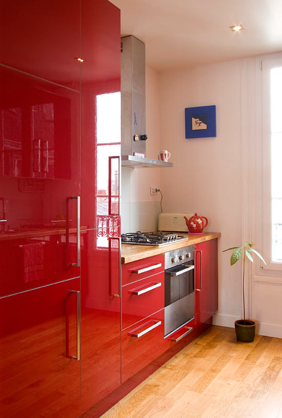 Réunion de 2 appartements en duplex -Paris-18e, ATELIER FB ATELIER FB Cocinas modernas