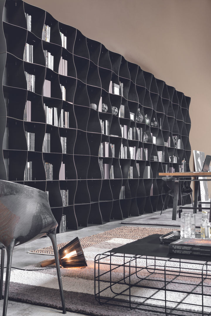 Iron-ic modular bookcase, Natural iron finishing Ronda Design Ruang Keluarga Gaya Industrial TV stands & cabinets