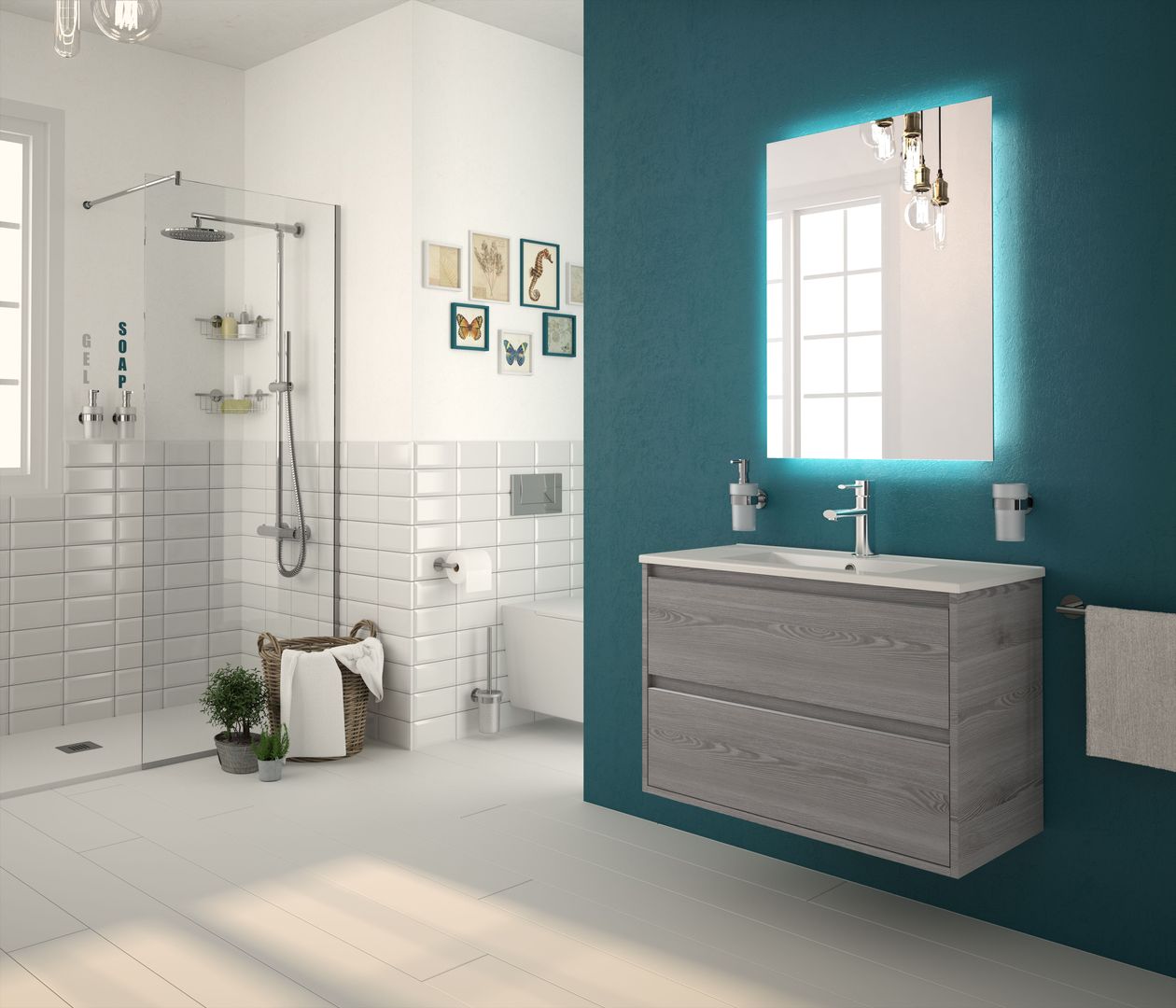 Mobiliario Fondo Baño, Salgar Salgar ห้องน้ำ กระจก