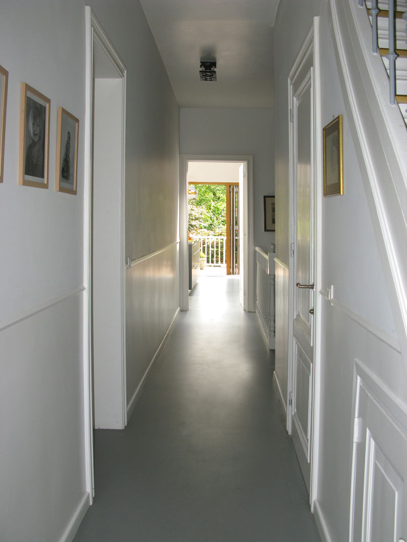 Renovatie en uitbouw herenhuis Rotterdam, Boks architectuur Boks architectuur Eclectic style corridor, hallway & stairs