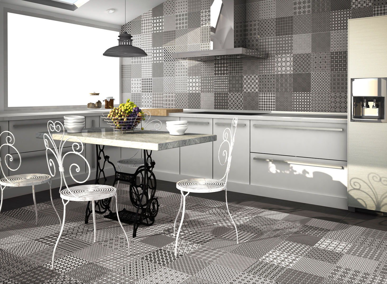 PATCHWORK TONOS GRISES Gama Ceramica y Baño Cocinas de estilo moderno