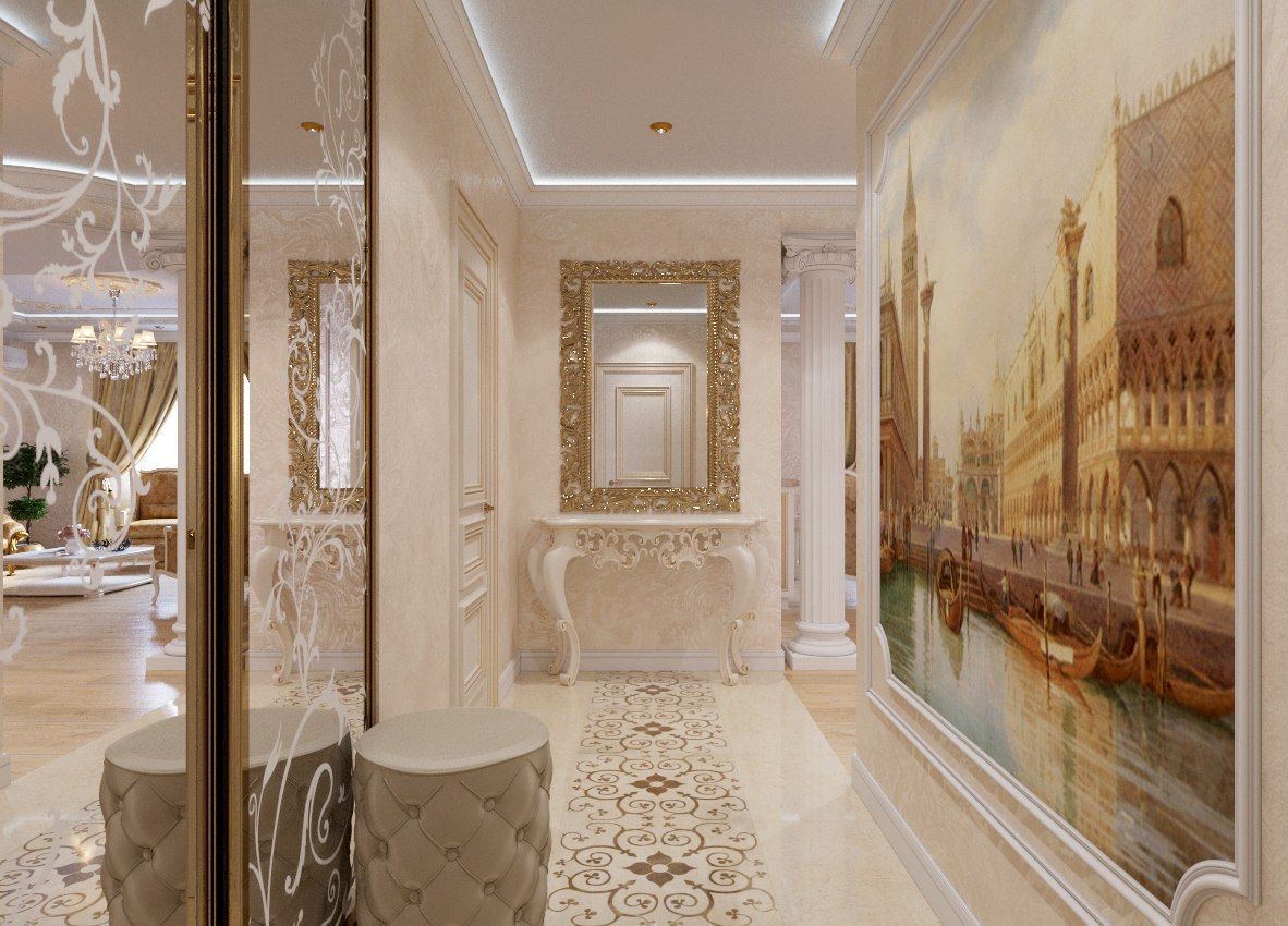 ЖК Ямайка 118 метров. "Просто Классика", ДизайнМастер ДизайнМастер Classic style corridor, hallway and stairs