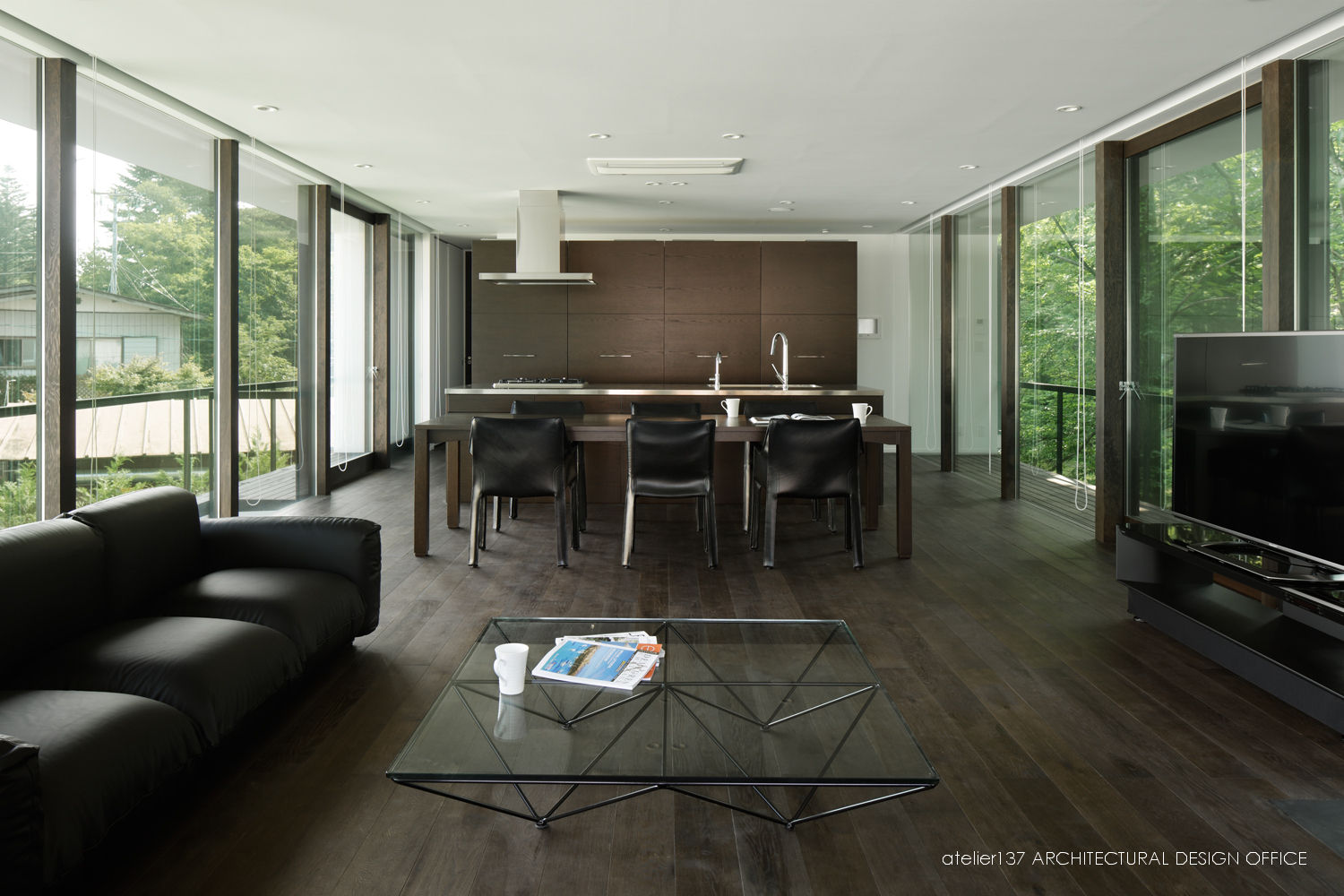 035カルイザワハウス, atelier137 ARCHITECTURAL DESIGN OFFICE atelier137 ARCHITECTURAL DESIGN OFFICE Modern living room Wood Wood effect