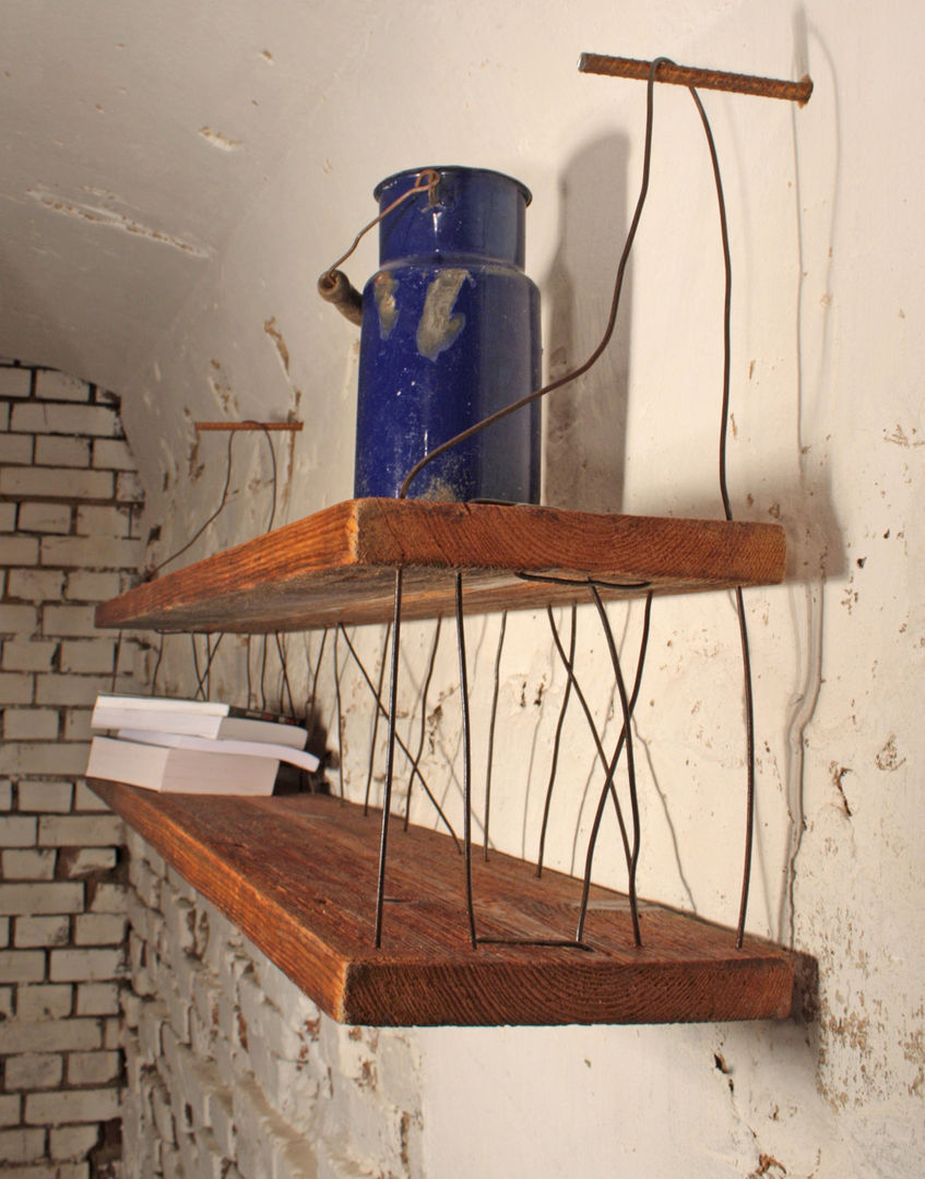 Półka ze starego drewna Zygzak , Rekoforma Rekoforma Industrial style living room Shelves