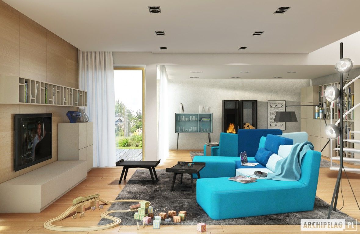 Projekt domu Neo G1 ENERGO , Pracownia Projektowa ARCHIPELAG Pracownia Projektowa ARCHIPELAG Modern living room