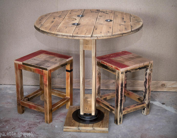 Table de bar et tabourets, Palettegraphik Palettegraphik 인더스트리얼 다이닝 룸 테이블