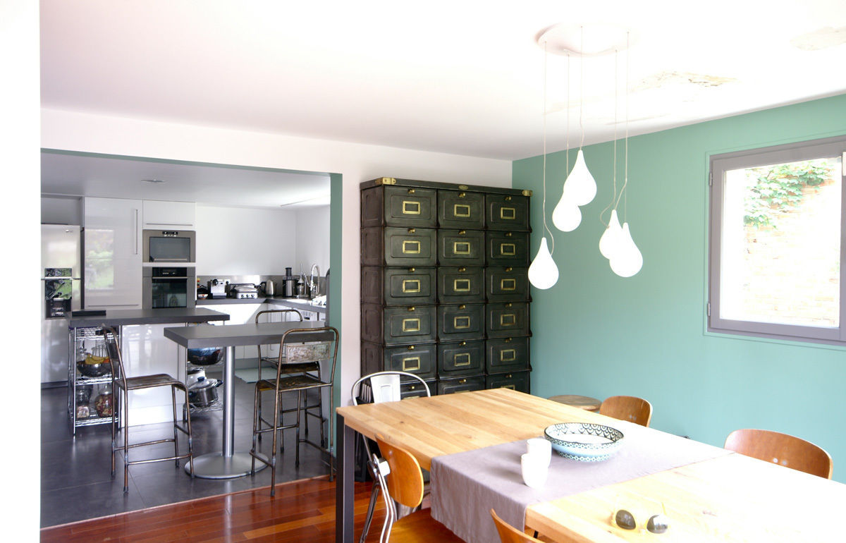 Extension d’une maison à Colombes, 200m² , ATELIER FB ATELIER FB Nhà bếp phong cách hiện đại