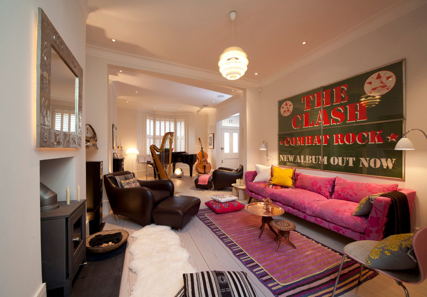 Living Room and Music room Gullaksen Architects Eclectic style living room