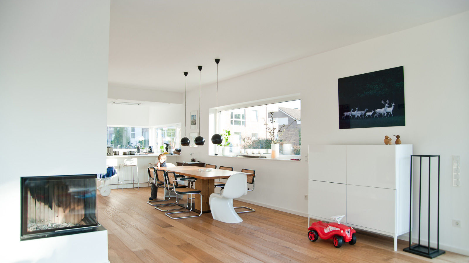 Modernes Einfamilienhaus in Münster, w+p architekten w+p architekten ห้องนั่งเล่น