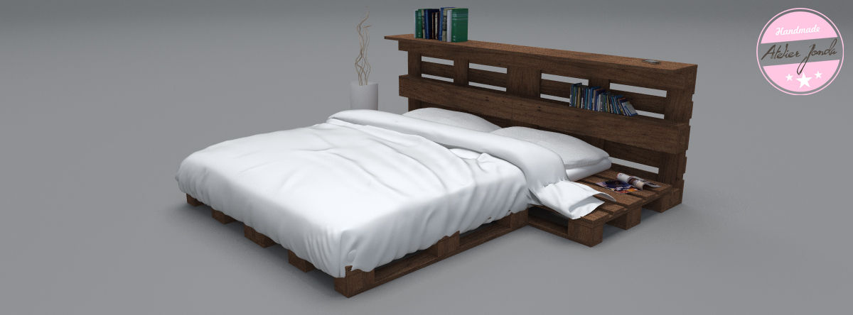 Exclusives Bett - Loft Design - Palette homify Industriale Schlafzimmer Betten und Kopfteile