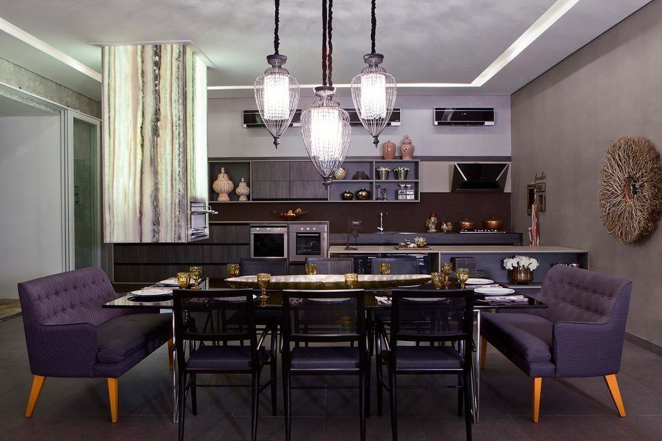 Espaço Churrasqueira para Casa Cor Mato Grosso, RABAIOLI I FREITAS RABAIOLI I FREITAS Modern dining room