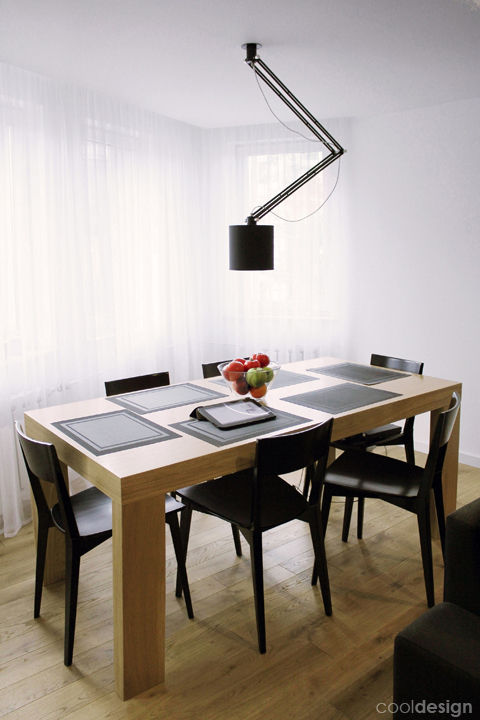 Projekt wnętrz strefy dziennej w centrum Wrocławia, COOLDESIGN COOLDESIGN Modern dining room