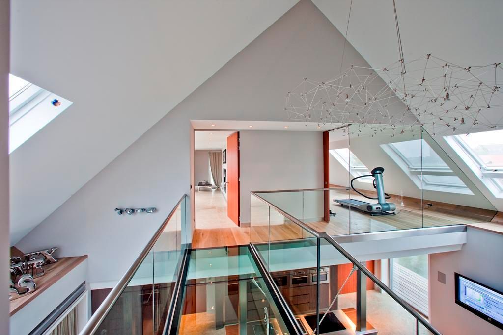 Glazen Balustrade binnen, Buys Glas Buys Glas Gimnasios en casa de estilo moderno