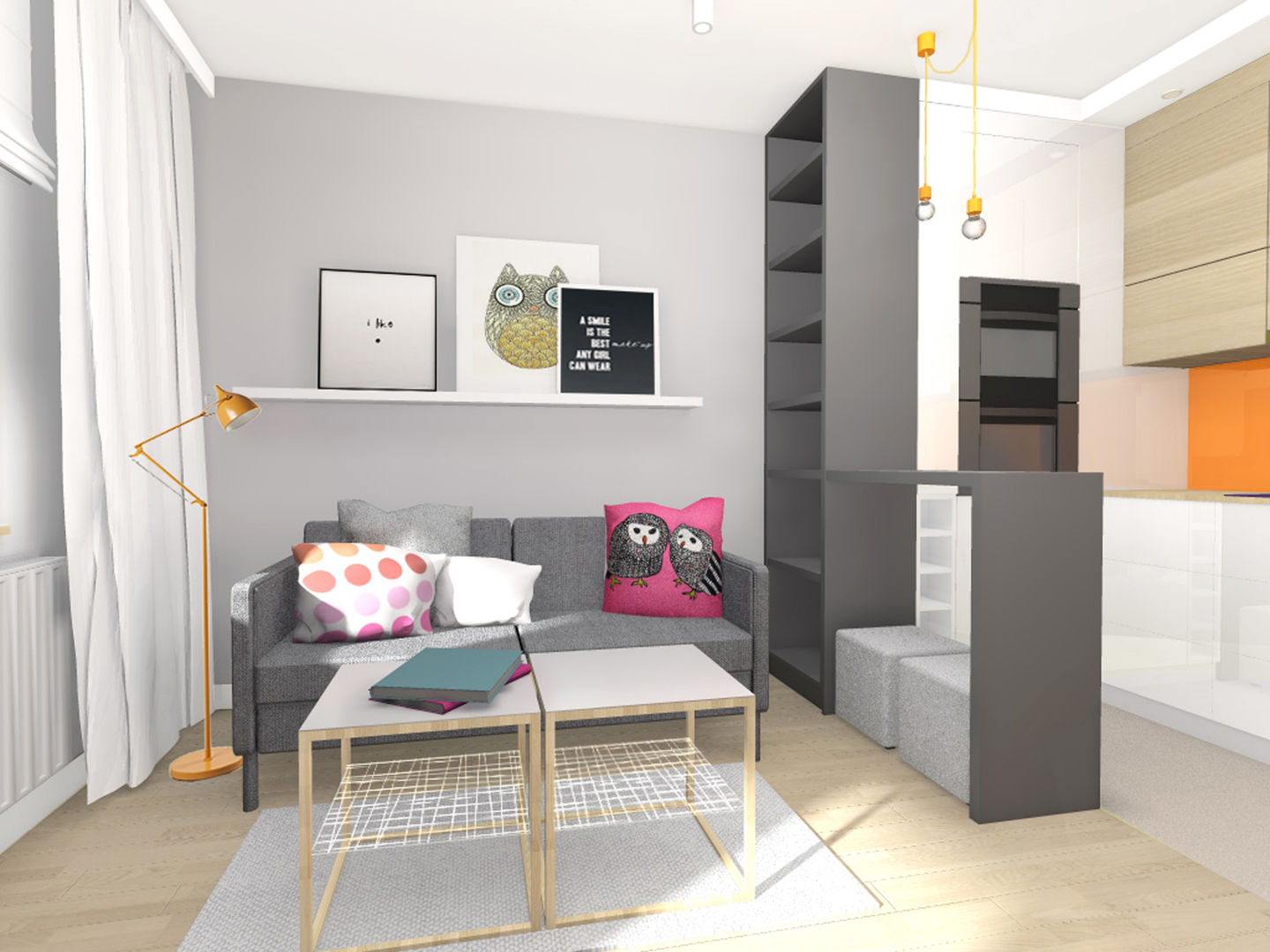 Projekt wnętrza mieszkania 30 m2 w Krakowie, Lidia Sarad Lidia Sarad Modern living room