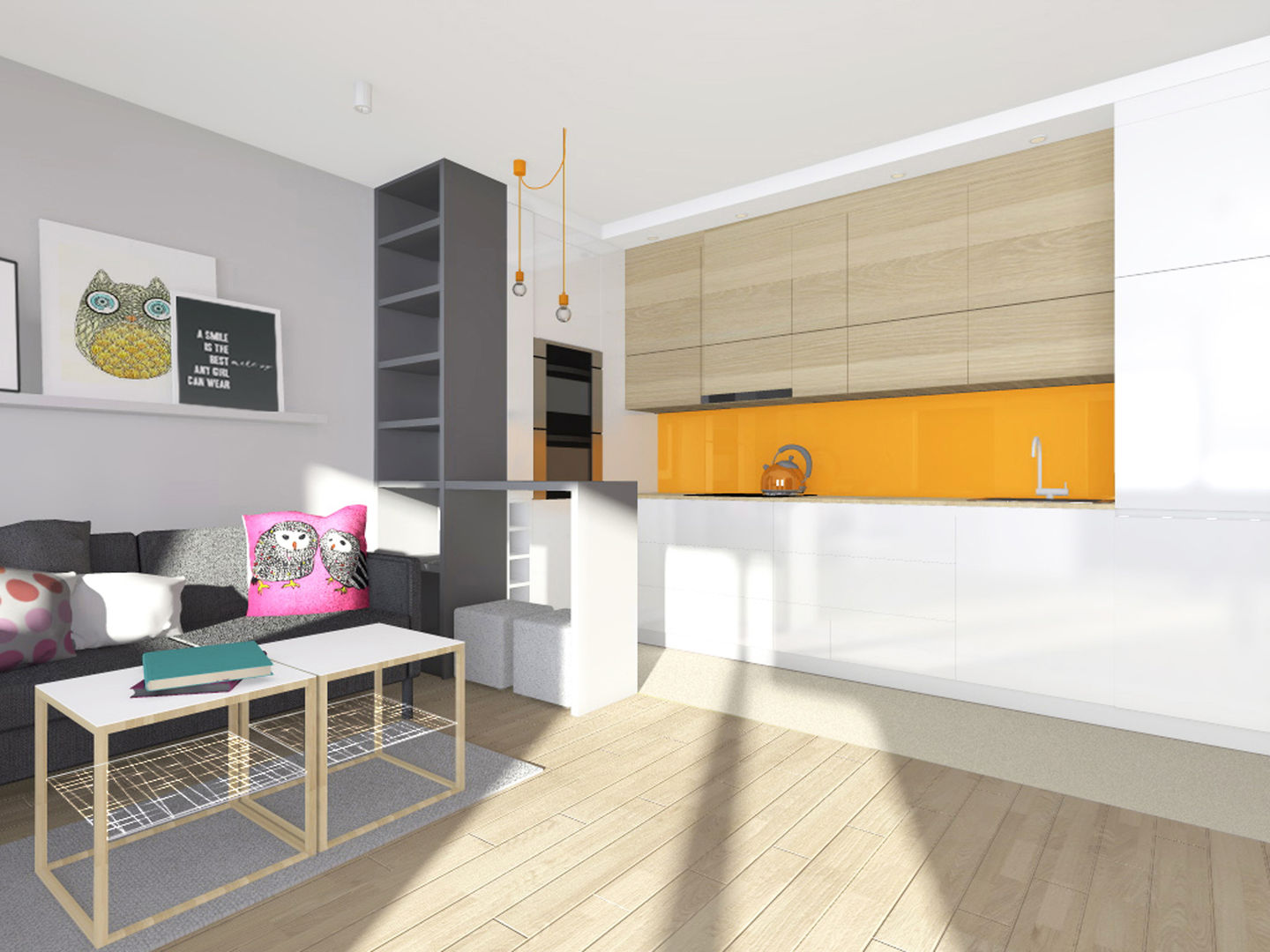 Projekt wnętrza mieszkania 30 m2 w Krakowie, Lidia Sarad Lidia Sarad Modern kitchen