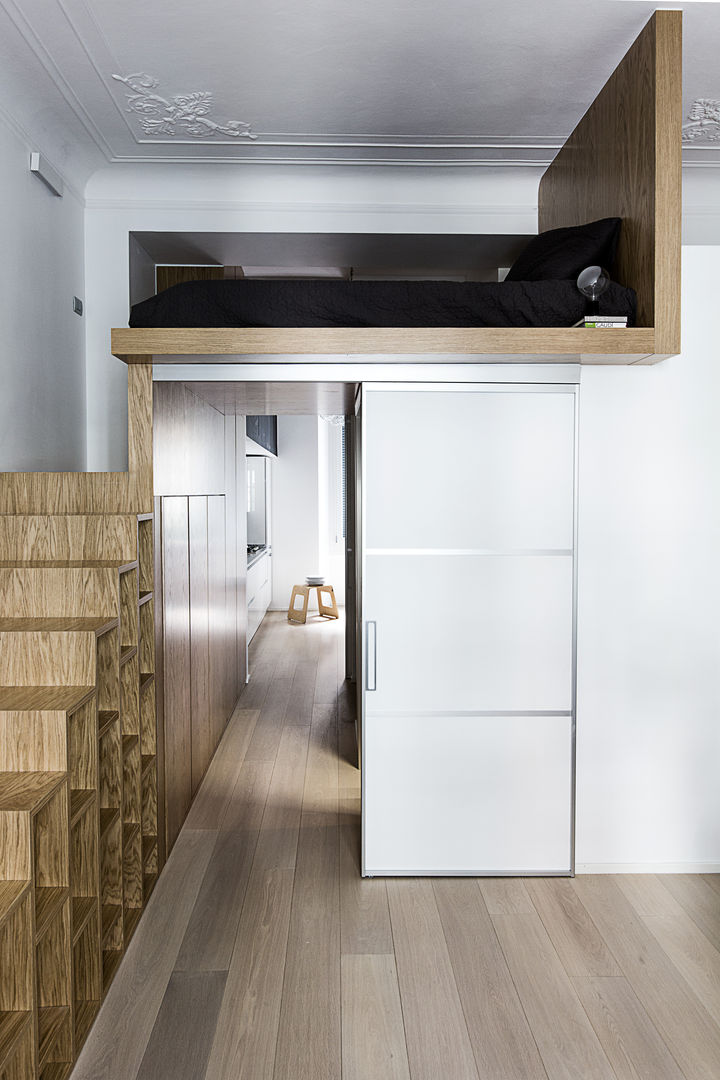 Casa 40, Studio Tenca & Associati Studio Tenca & Associati Camera da letto moderna Mobilia,Scaffalature,Interior design,Di legno,Pavimento,Pavimentazione,parete,Casa,Edificio,Cucina