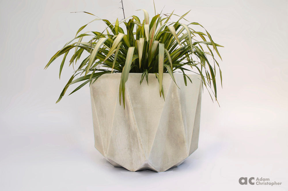 Prisme Planter In White Concrete Adam Christopher Design 庭院 水泥 植物盆栽與花瓶