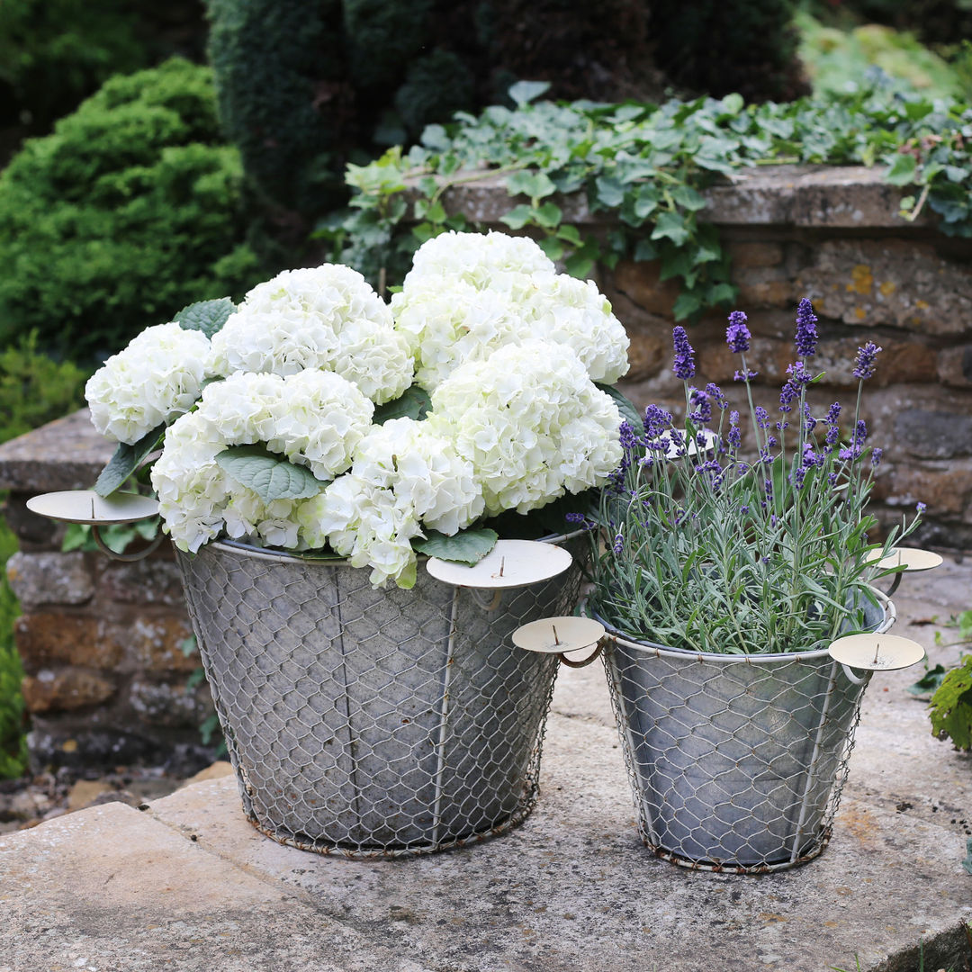 Zinc Planter with Candle Holders ELLA JAMES Klassischer Garten Blumentöpfe und Vasen