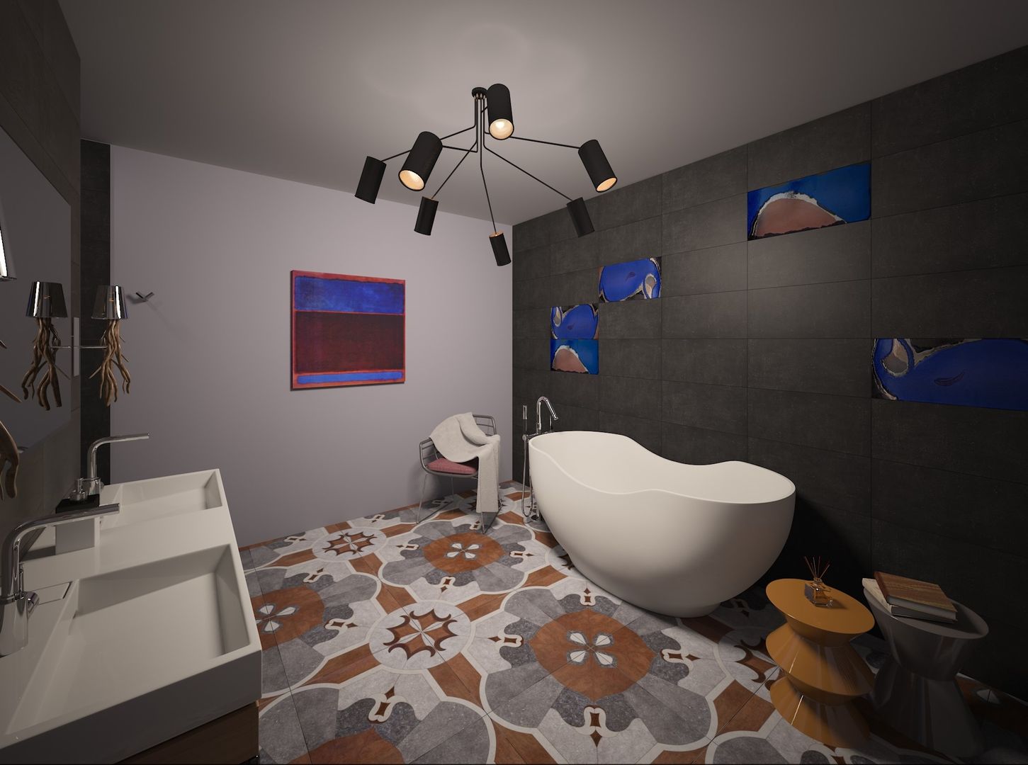 Ванная комната: охра и кобальт, PichuginaDesign PichuginaDesign Bathroom