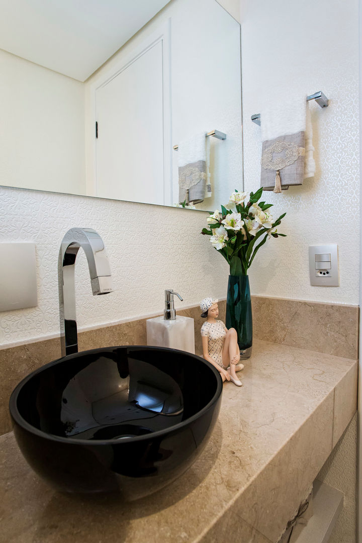 Apartamento Chácara Klabin (SP), Amanda Pinheiro Design de interiores Amanda Pinheiro Design de interiores Phòng tắm phong cách hiện đại Sinks