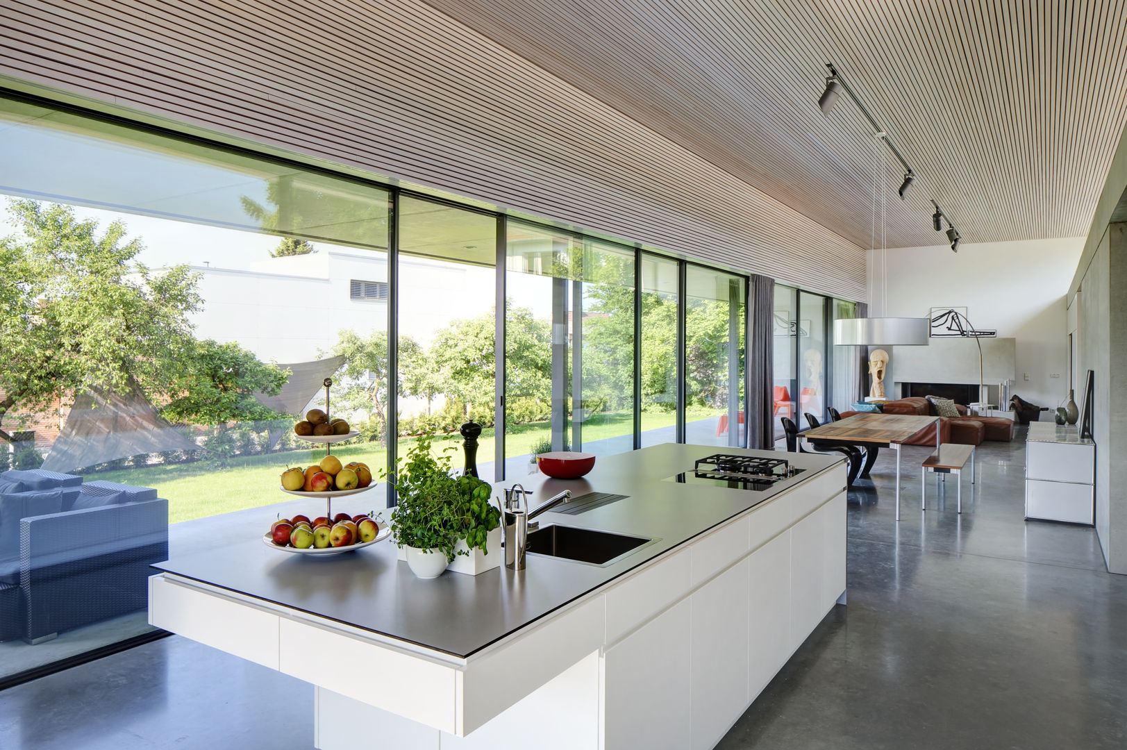Haus S, Schenker Salvi Weber Schenker Salvi Weber Modern Kitchen Tabelle,Schränke,Möbel,Arbeitsplatte,Pflanze,Gebäude,Fenster,Küche,Innenarchitektur,Zimmerpflanze