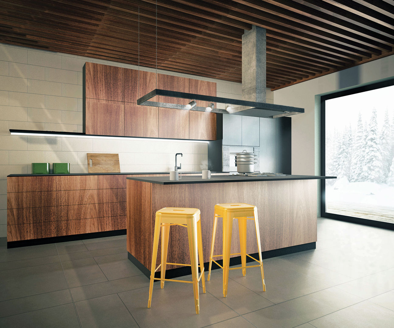 Kuchnia z jadalnią w zimowym anturażu, Akuratnie Akuratnie Industrial style kitchen