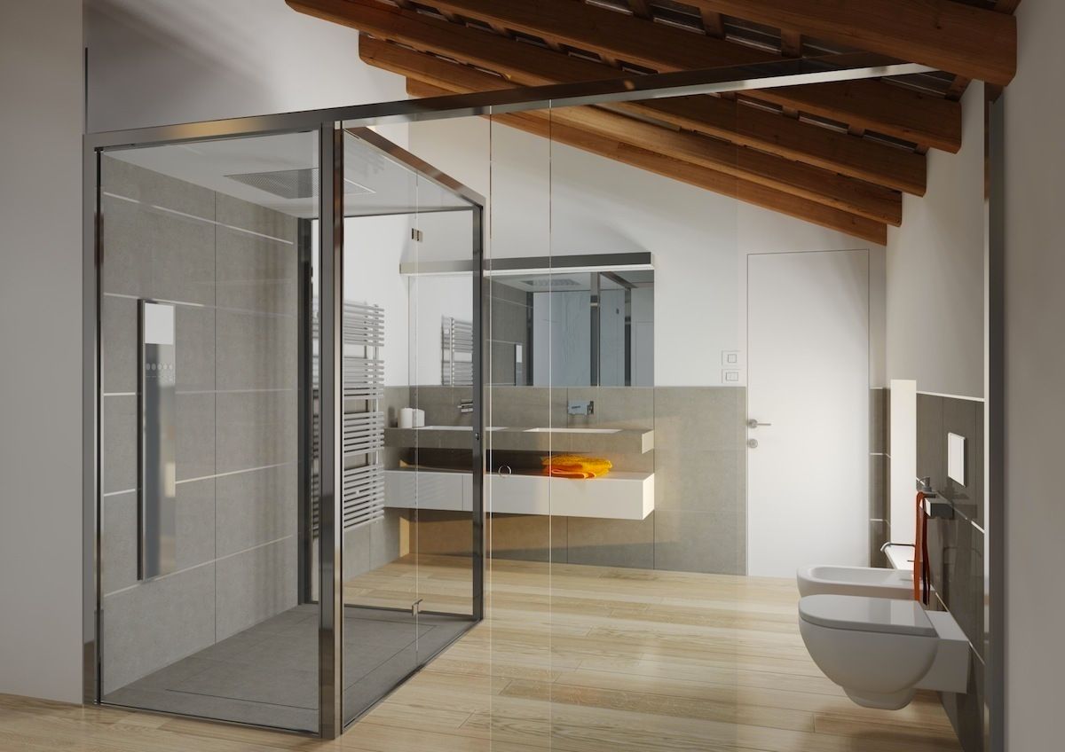 Attico privato M A+D Menzo Architettura+Design Bagno moderno Vasche & Docce