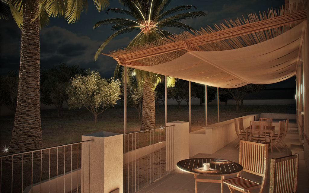 Rendering Notturno ArchCGstudio - Elaborazioni in Computer Grafica per l'Architettura Giardino in stile mediterraneo