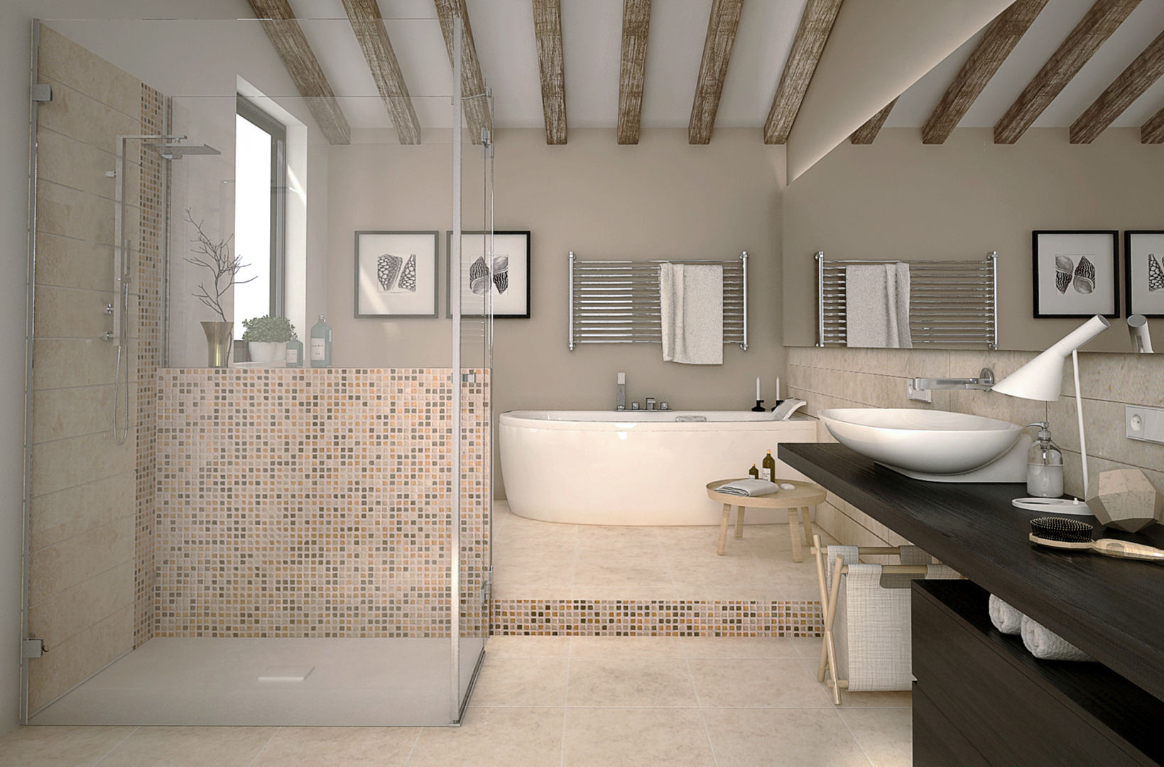 Bagno con mosaico, RenderLab RenderLab 클래식스타일 욕실