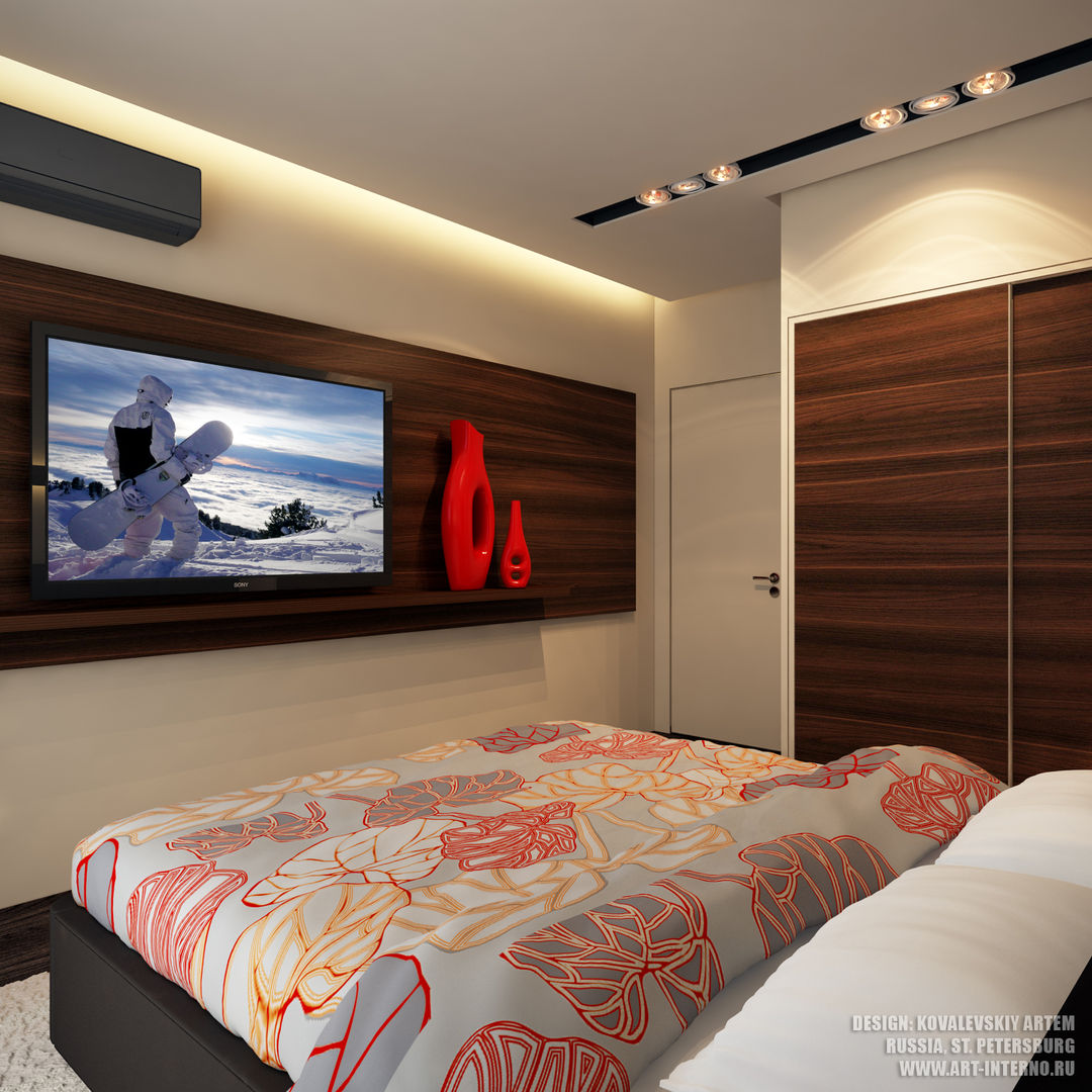 ​Дизайн квартиры на Яхтенной, ART-INTERNO ART-INTERNO Modern style bedroom