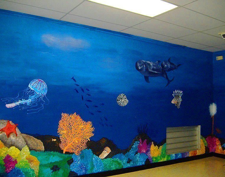 Underwater Murals Banner Buzz สวนภายใน ตกแต่งภายใน