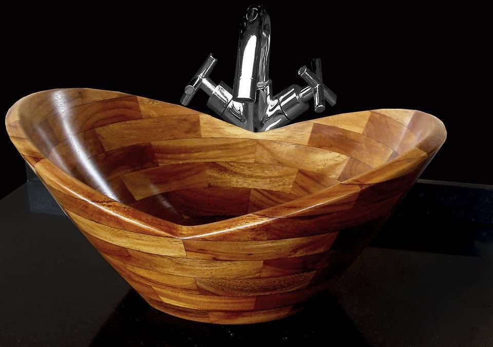 ​Wooden sinks collection Lux4home™. homify Industriale Badezimmer Bambus Grün Waschbecken