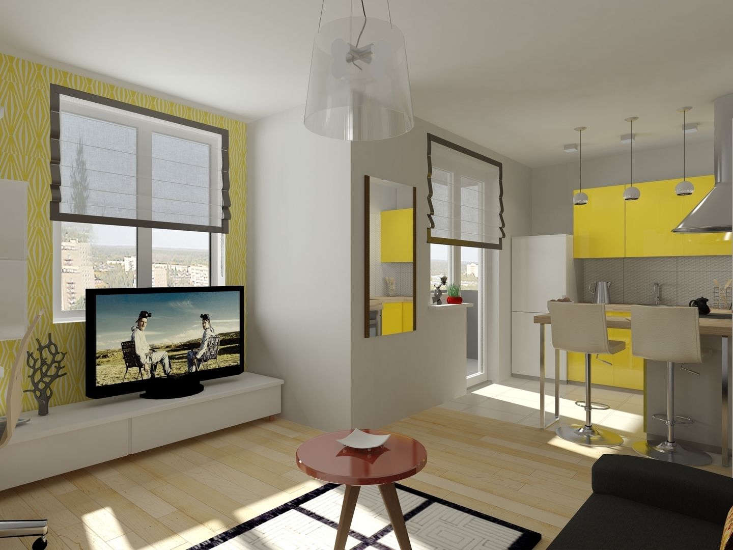 1-но комнатная квартира-студия 29.09m², PLANiUM PLANiUM Living room Accessories & decoration