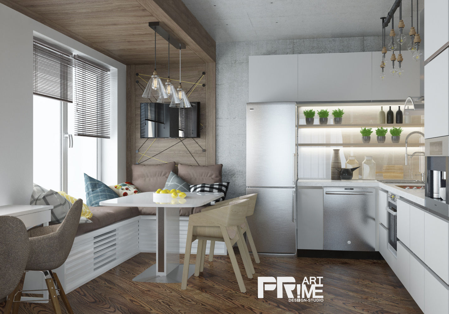 Квартира-студия Лофт, "PRimeART" 'PRimeART' Dapur Gaya Industrial