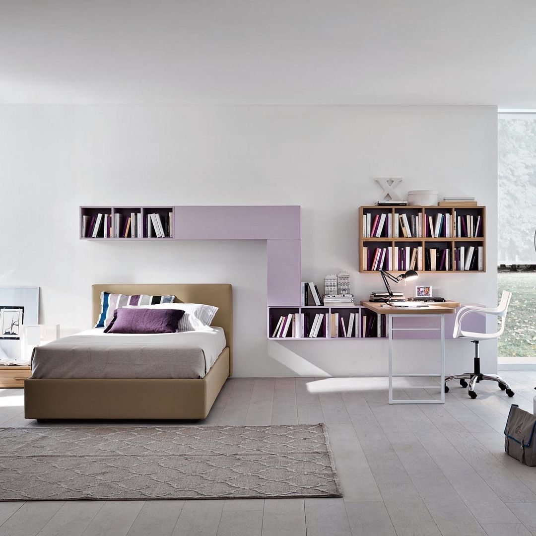 'Lilac' Girl's study/bedroom furniture set by Siluetto homify Moderne Kinderzimmer Betten und Krippen