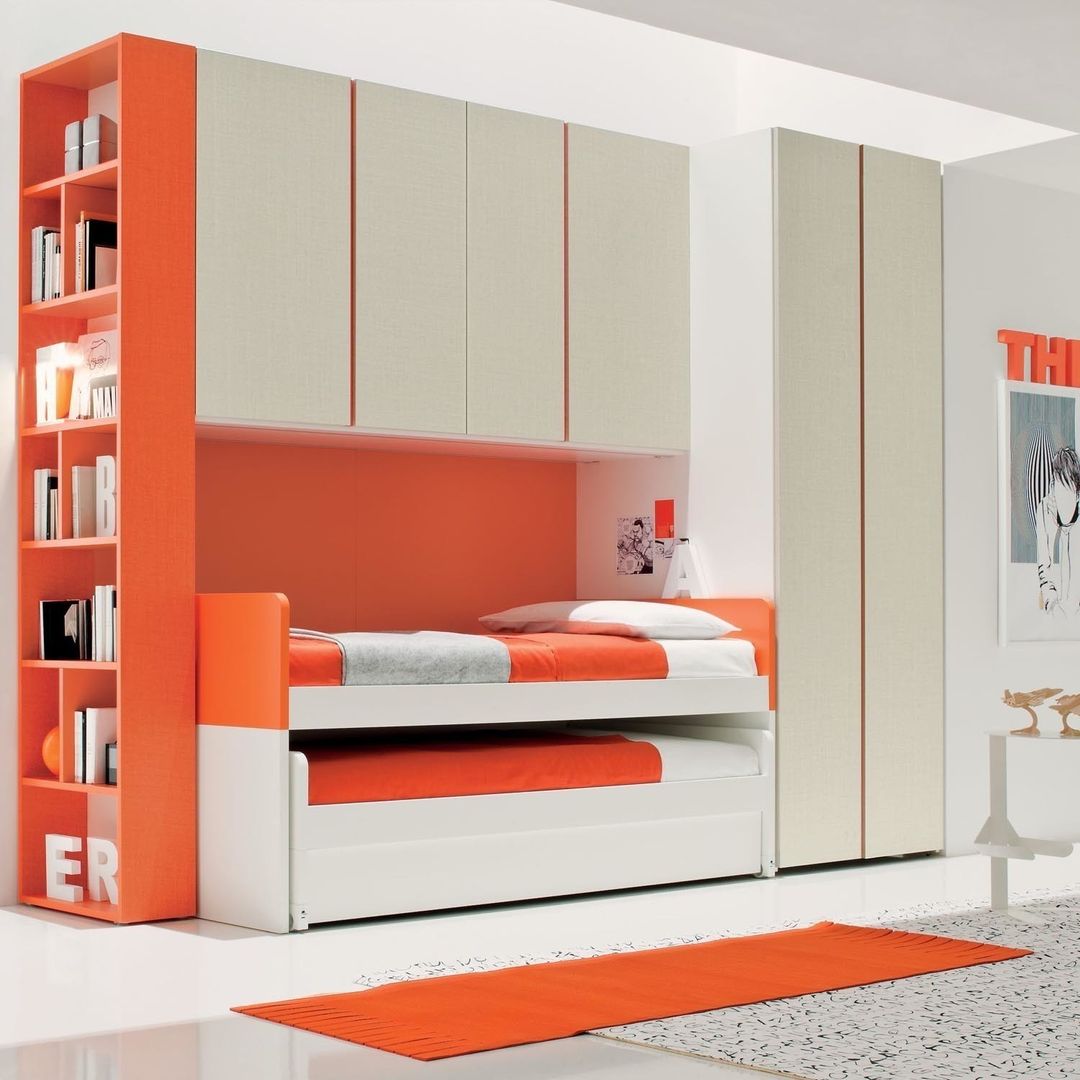 'Red' Modern kid's bedroom set by Clever homify Nowoczesny pokój dziecięcy Łóżka i łóżeczka