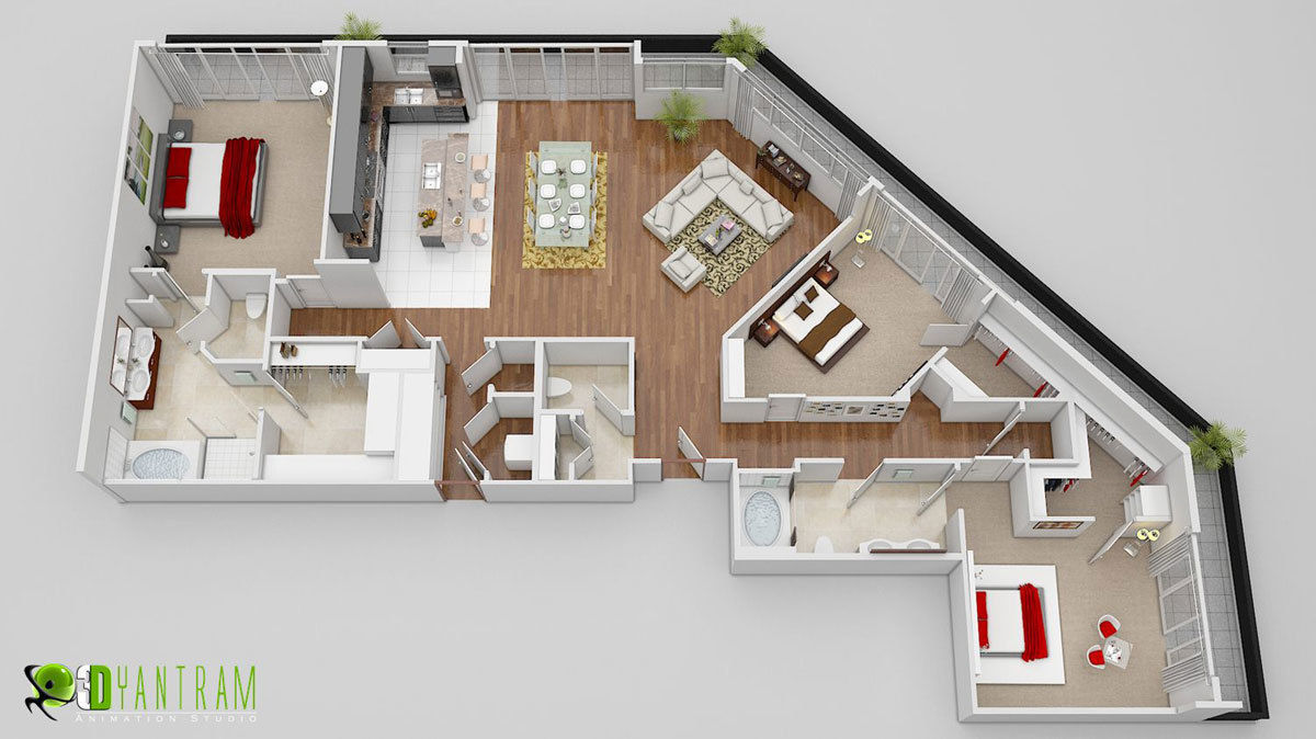 3D Floor Plan CGI Design Yantram Animation Studio Corporation